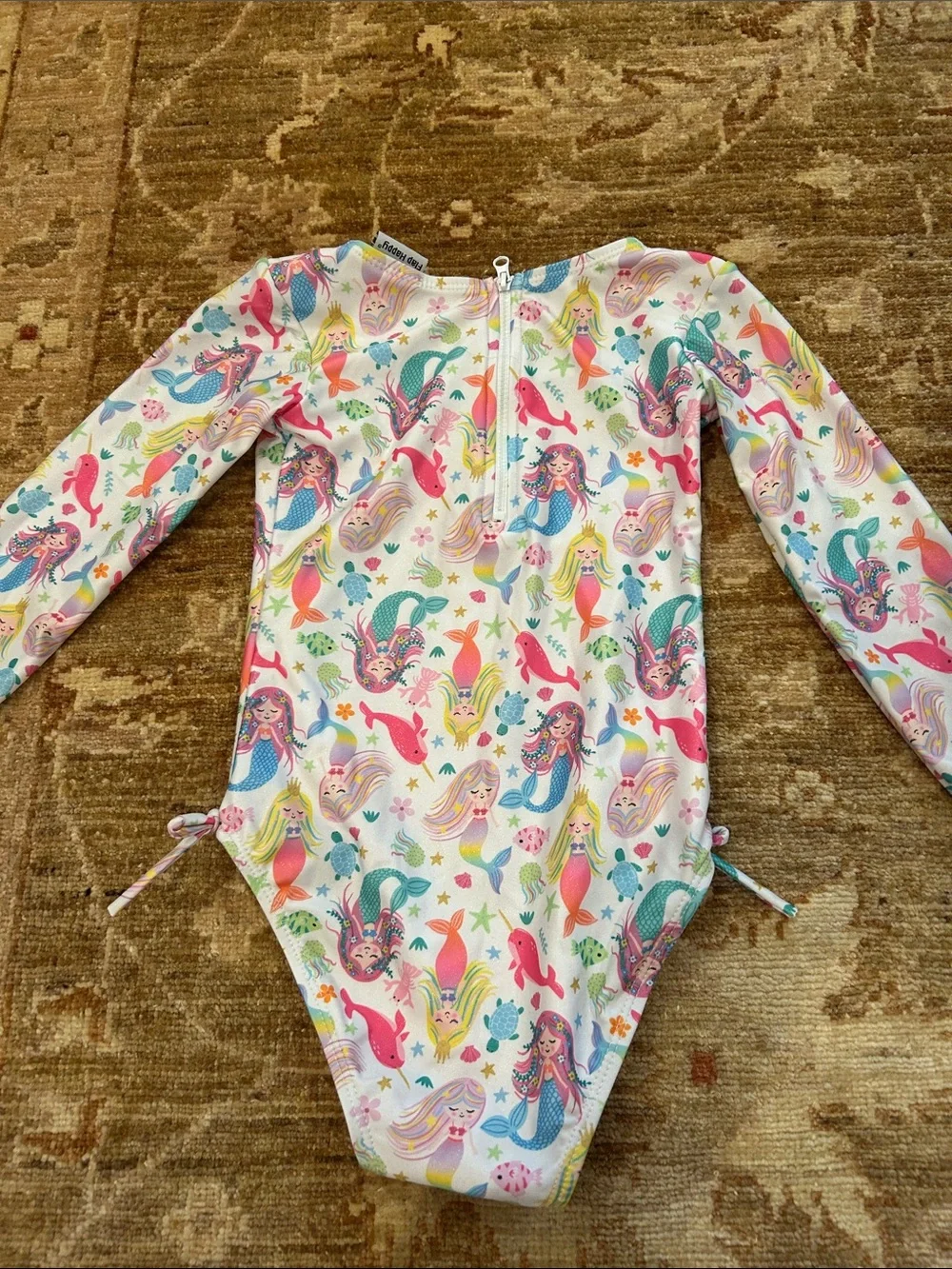 Flap Happy Girls Long Sleeve One-Piece Swimsuit in Pink, Teal, Yellow